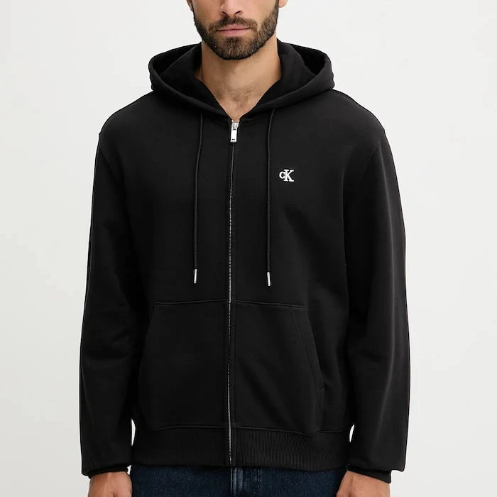 Calvin Klein Jeans fermuarlı kapüşonlu erkek pamuklu sweatshirt
