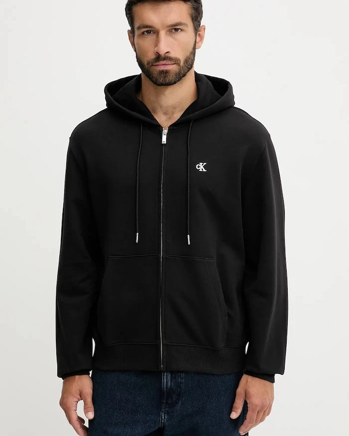 Calvin Klein Jeans fermuarlı kapüşonlu erkek pamuklu sweatshirt