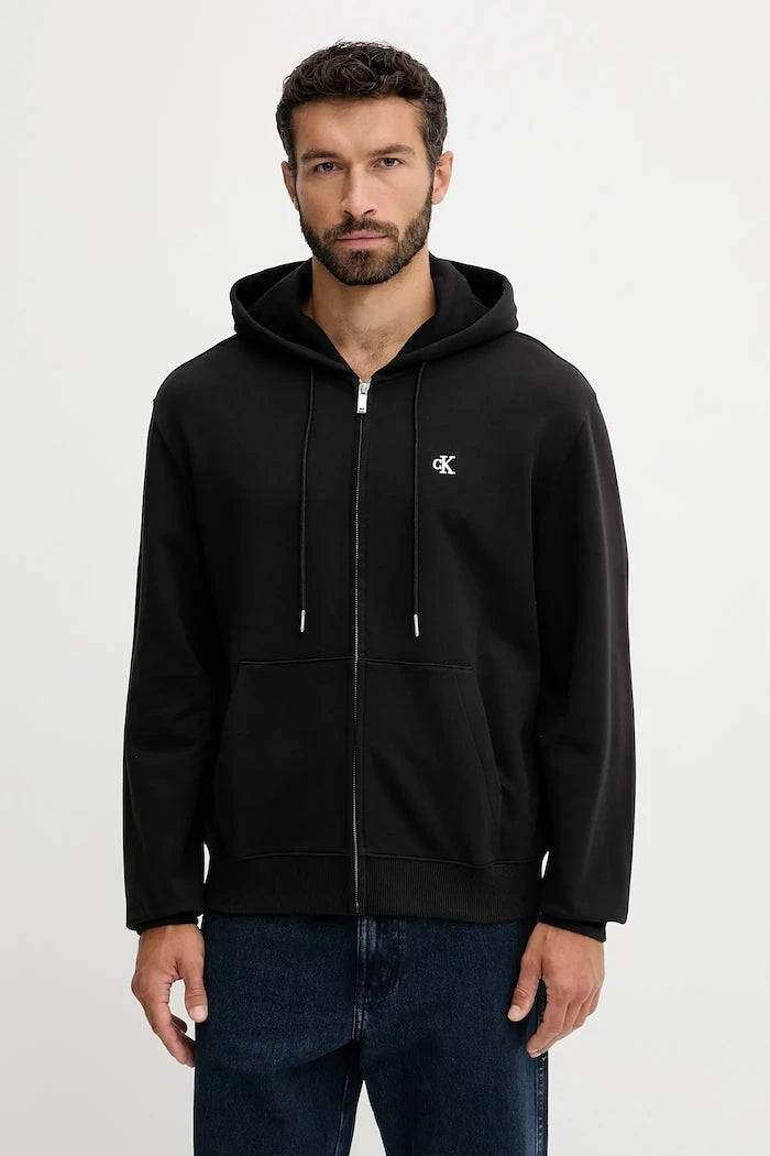 Calvin Klein Jeans fermuarlı kapüşonlu erkek pamuklu sweatshirt