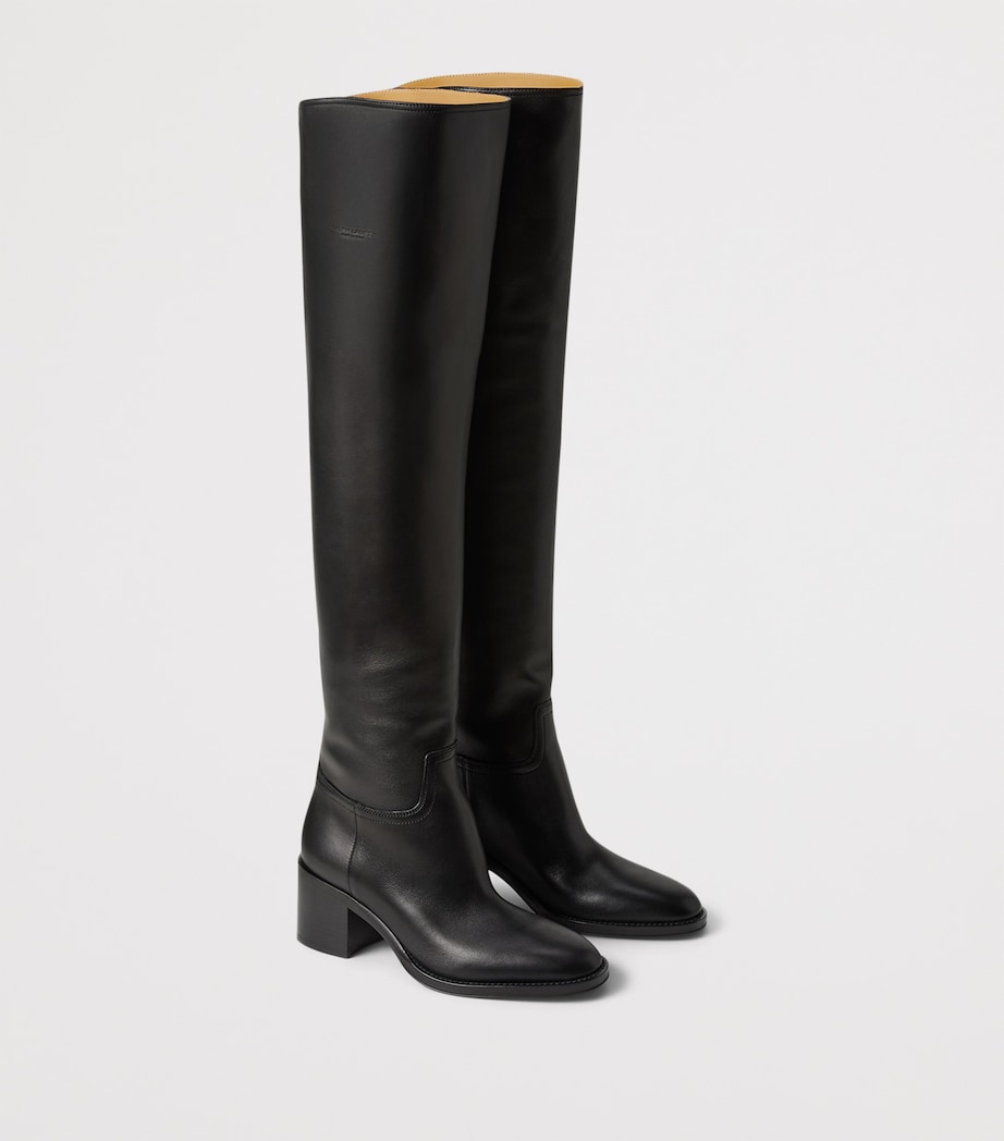 Ralph Lauren Collection Black Leather Barnet Boots 55