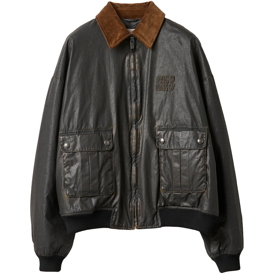 Coated Cotton Poplin Bomber Jacket