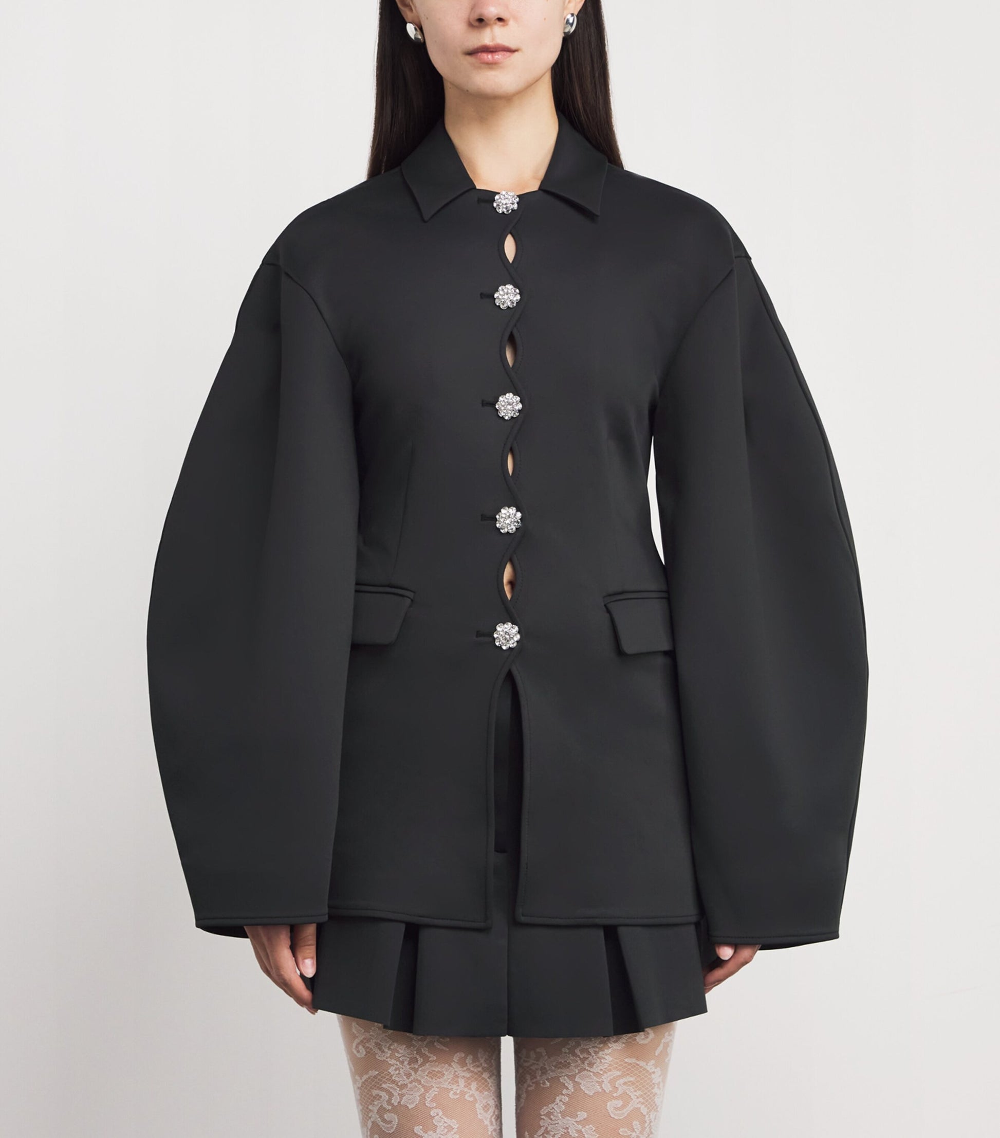 GANNI Black Neoprene Oversized Blazer