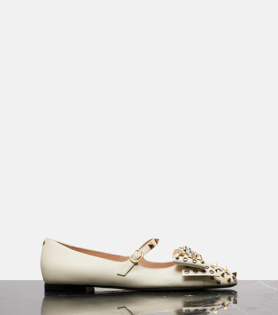 Valentino Garavani - Bowow studded leather Mary Jane flats