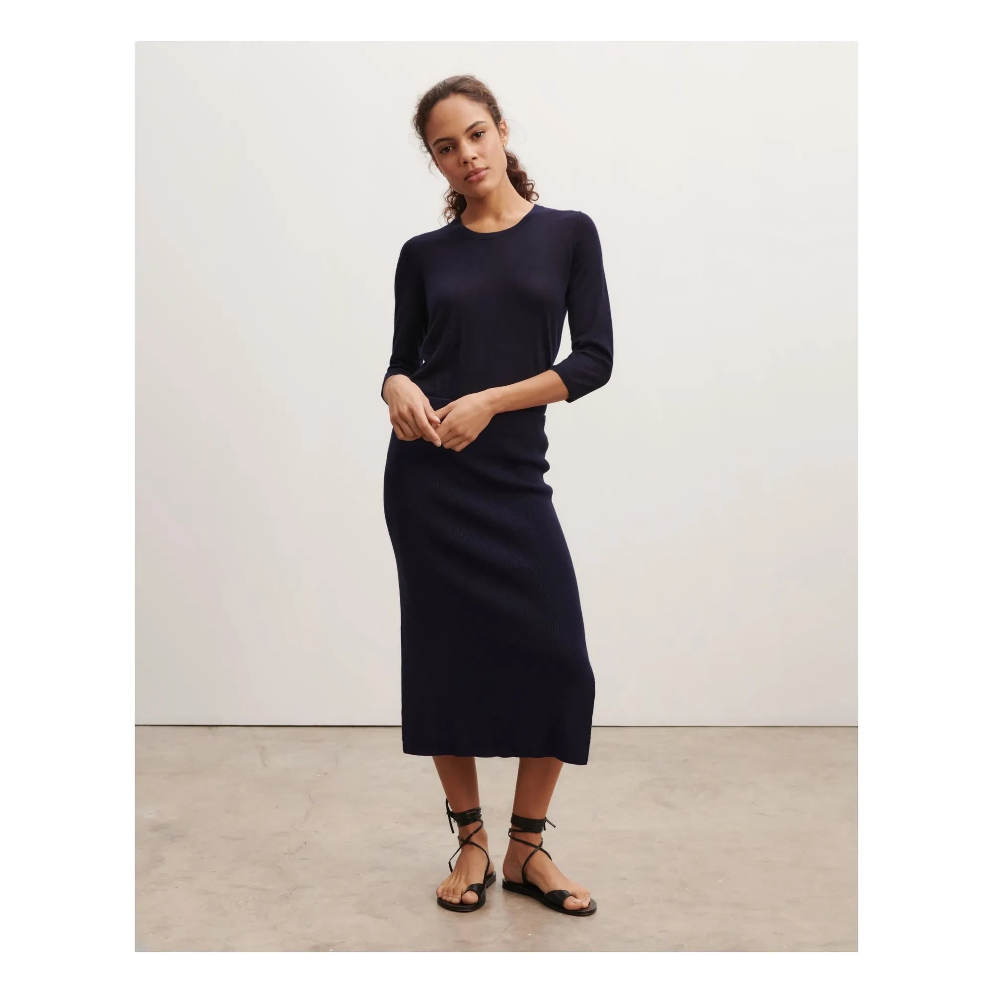 Bompard - Silk and cashmere side slit knit skirt | Black