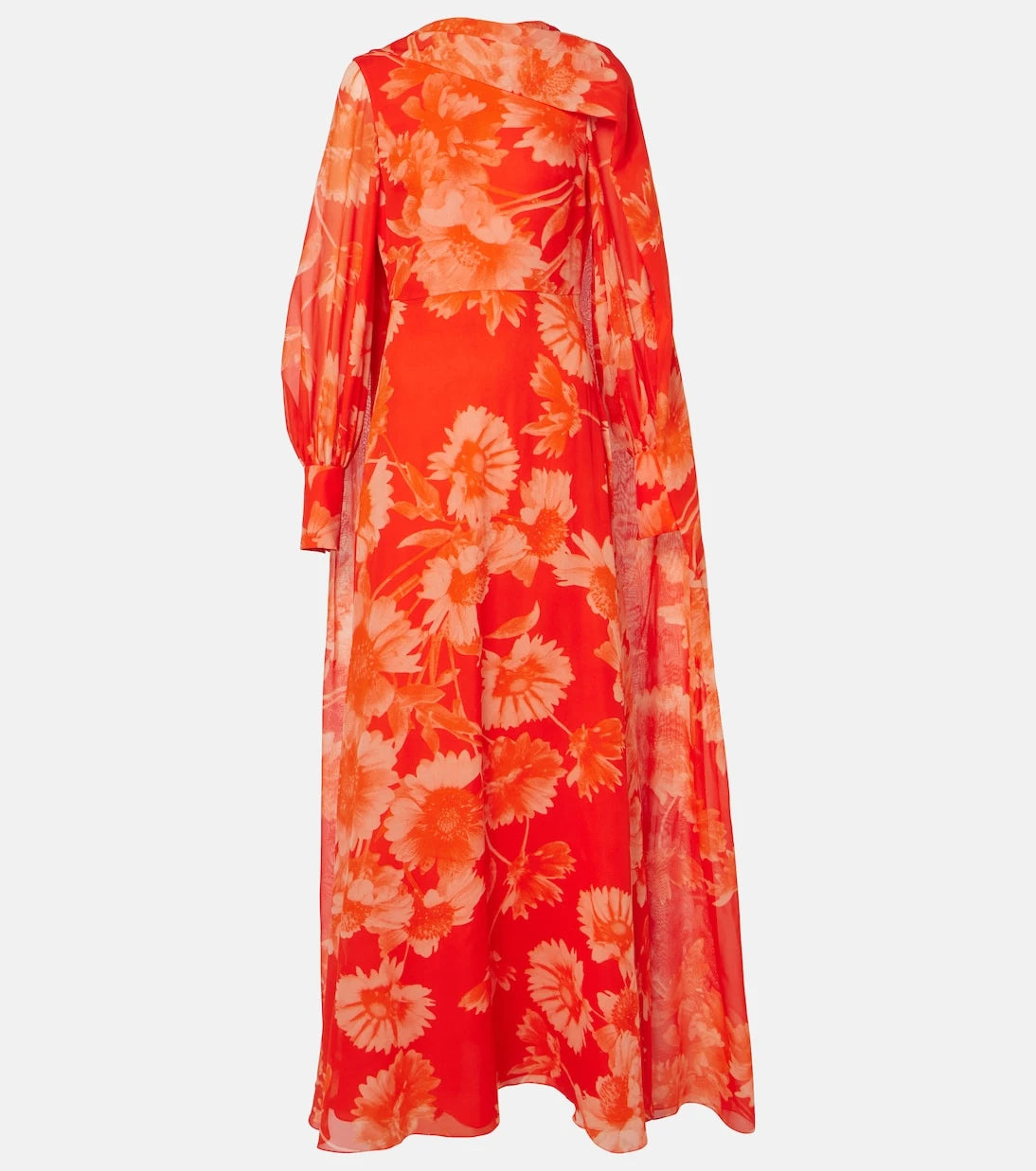 Erdem - Caped floral silk gown