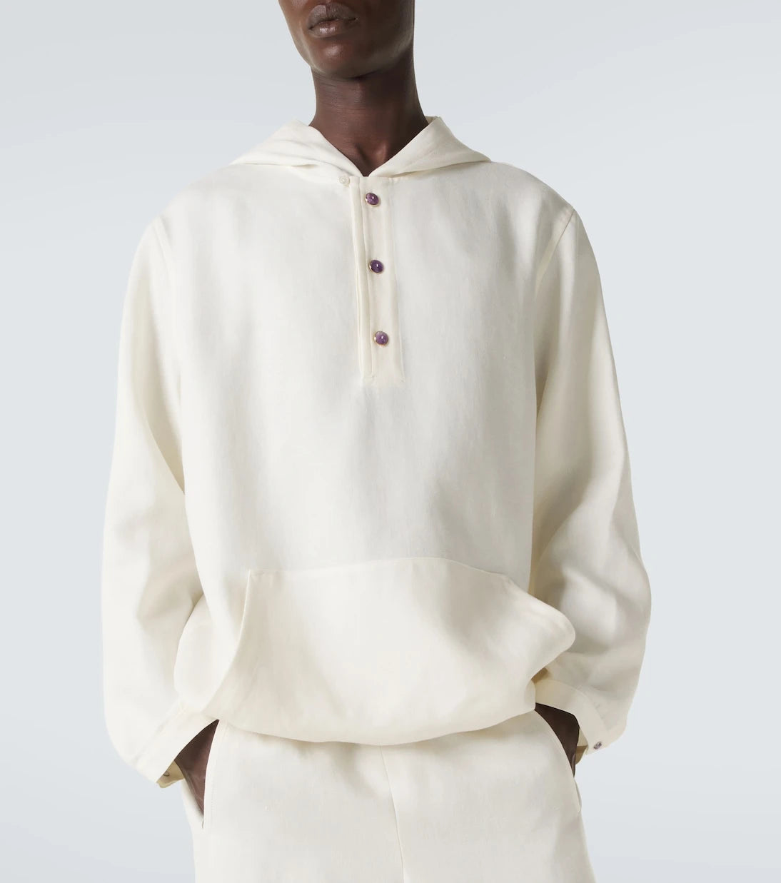 God's True Cashmere - Hooded linen jacket with amethyst