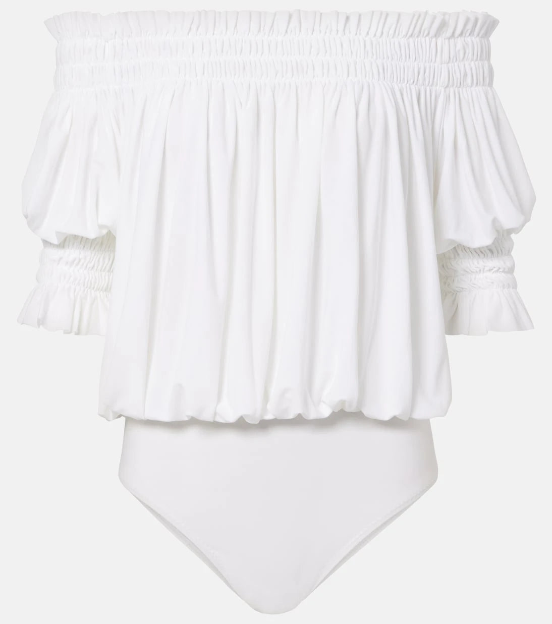 Norma Kamali - Off-shoulder smocked bodysuit