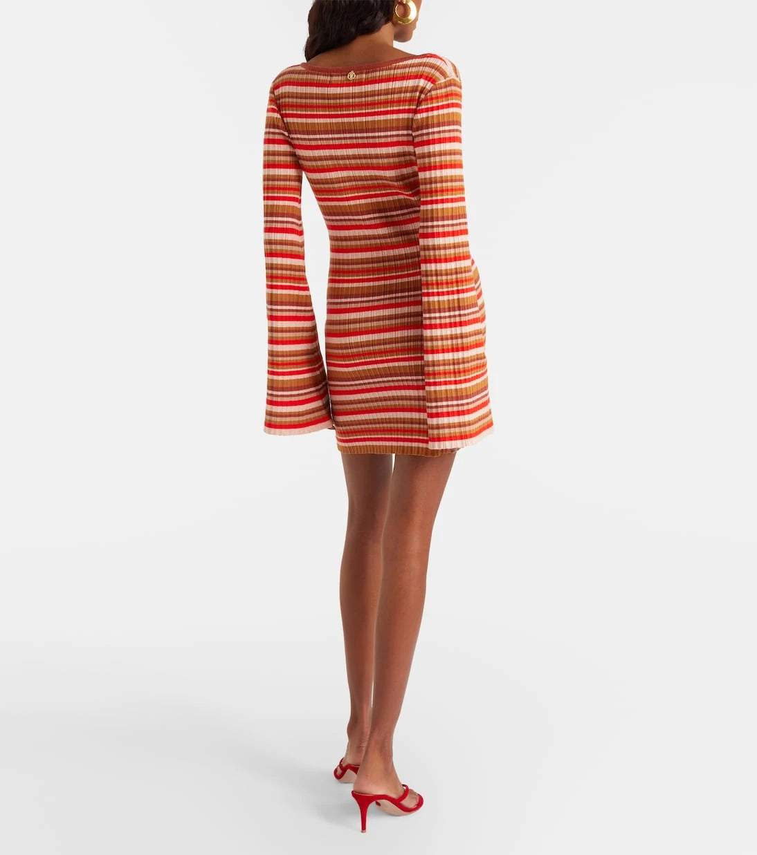 Bananhot - Rey cutout ribbed-knit striped minidress
