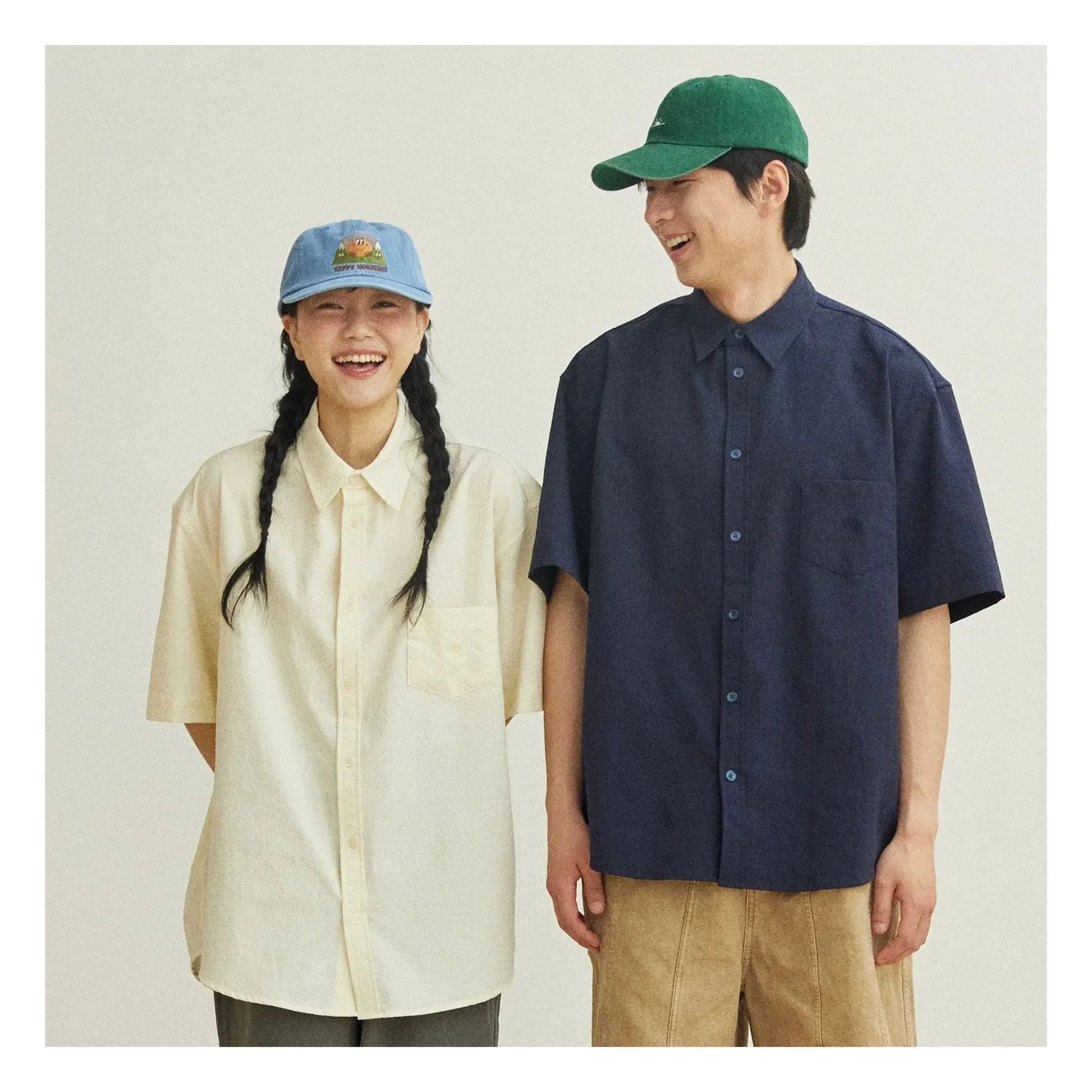 Kappy - Seersucker Check shirt | Navy blue