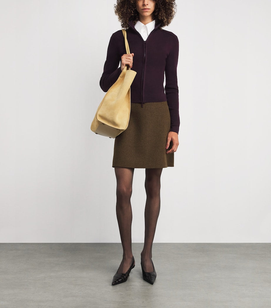 Victoria Beckham Burgundy Merino-Blend Cardigan