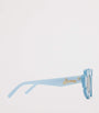 Blue Acetate Oval Flower Sunglasses