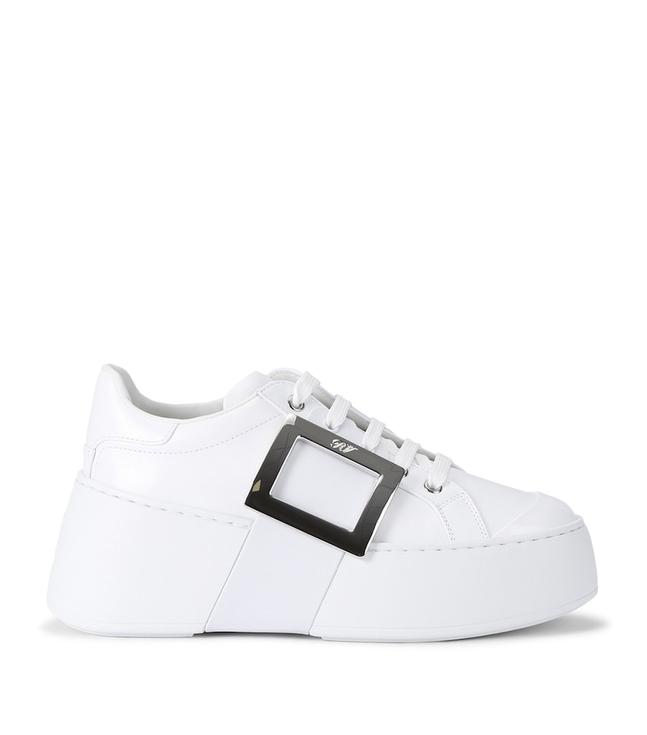 Roger Vivier White Leather Viv Skate Platform Sneakers