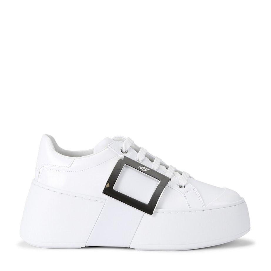 Roger Vivier White Leather Viv Skate Platform Sneakers
