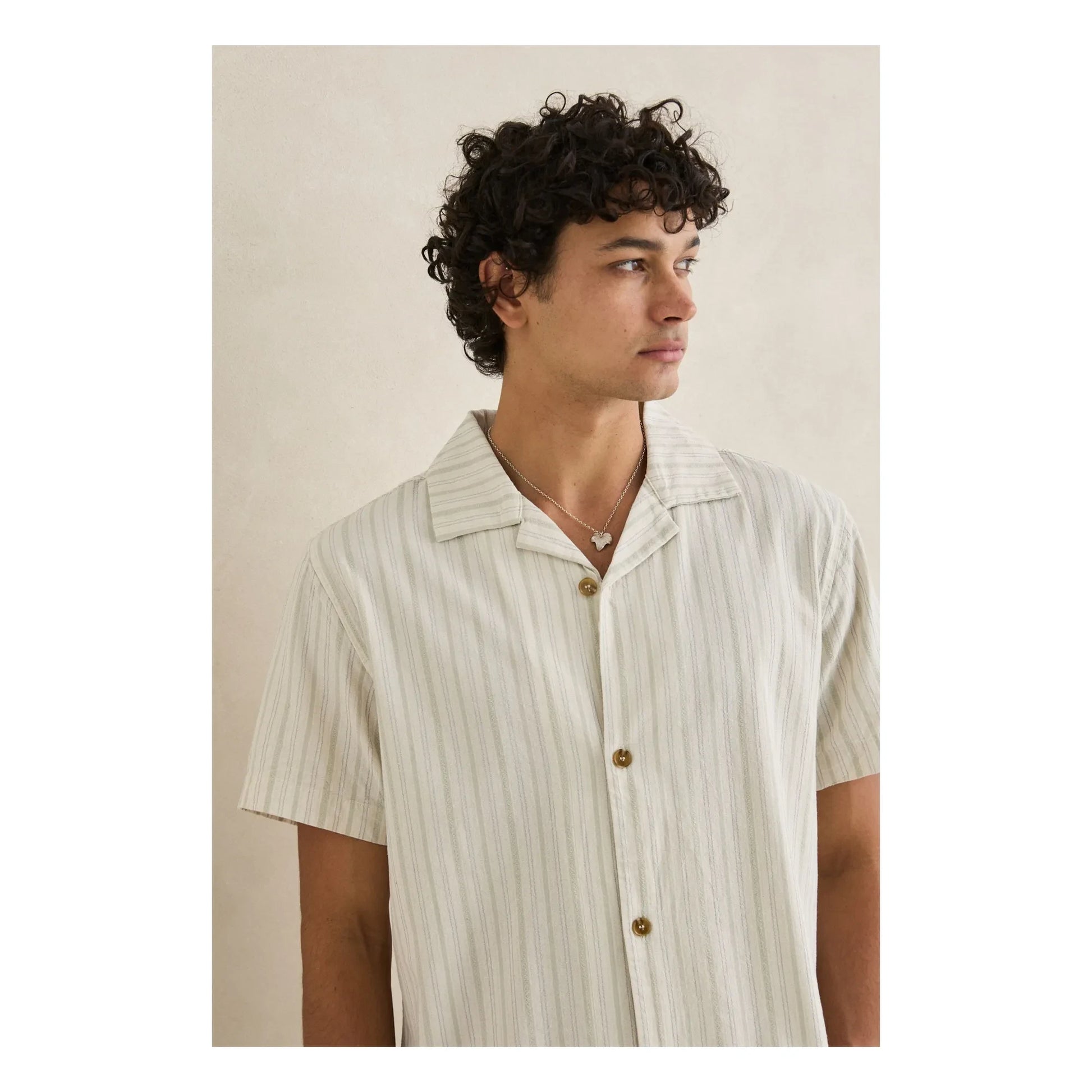 Rhythm - Striped Vacation Short Sleeve Shirt | Cream