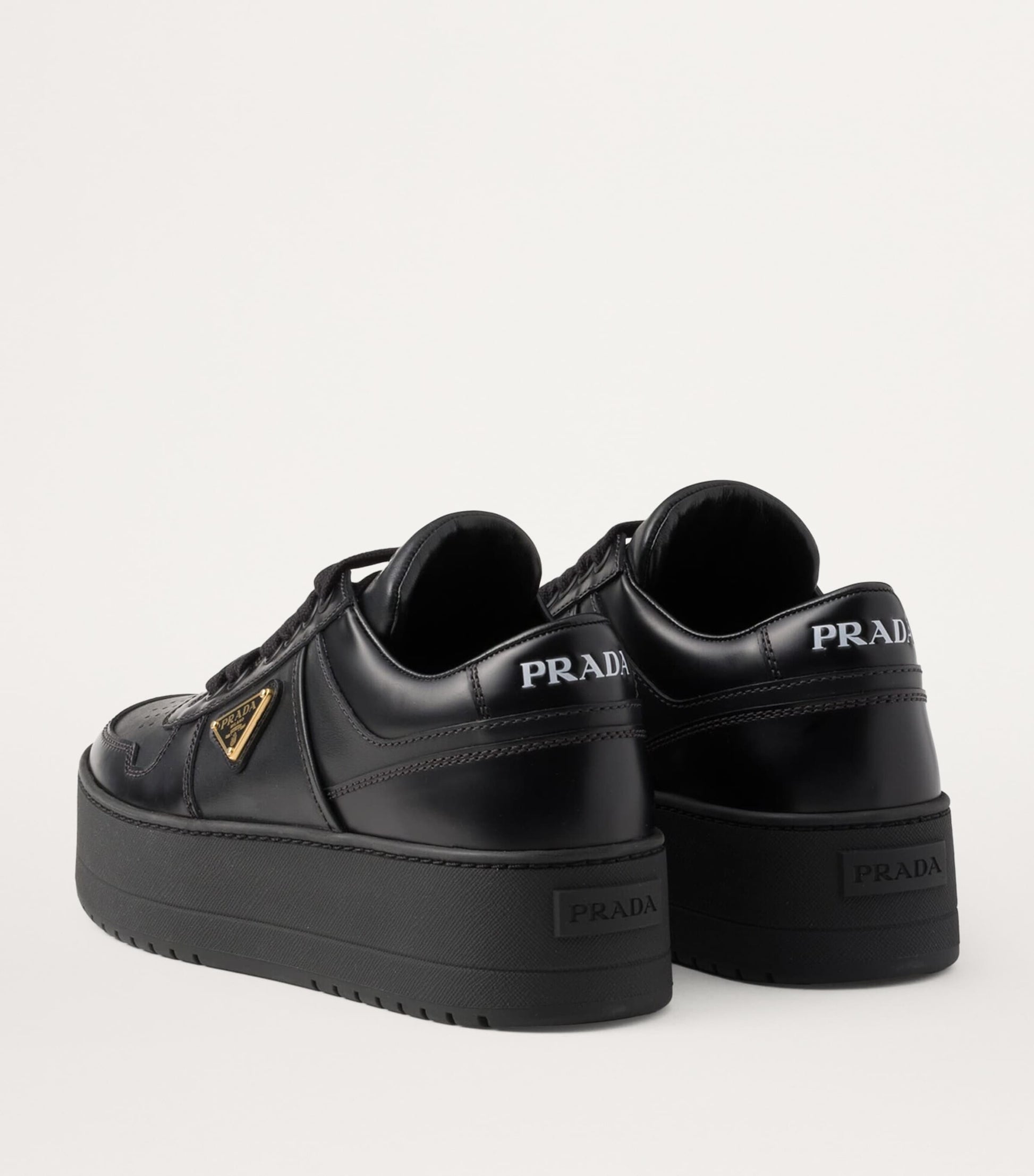 Prada Black Leather Downtown Bold Sneakers 50