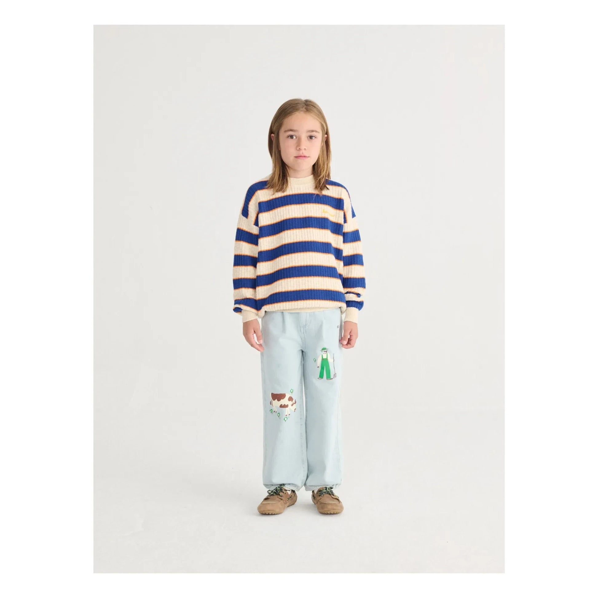 Bobo Choses - Striped Organic Cotton Sweater | Heather beige