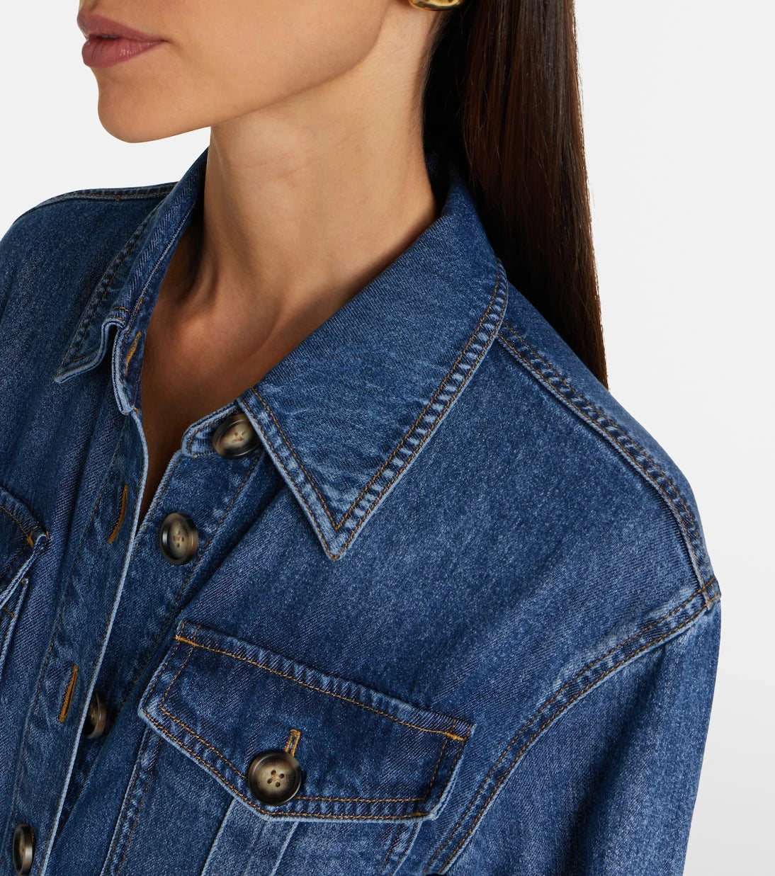 Self-Portrait - Belted denim jumpsuit