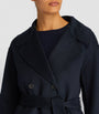 Yves Salomon Blue Wool-Cashmere Fur-Trim Coat
