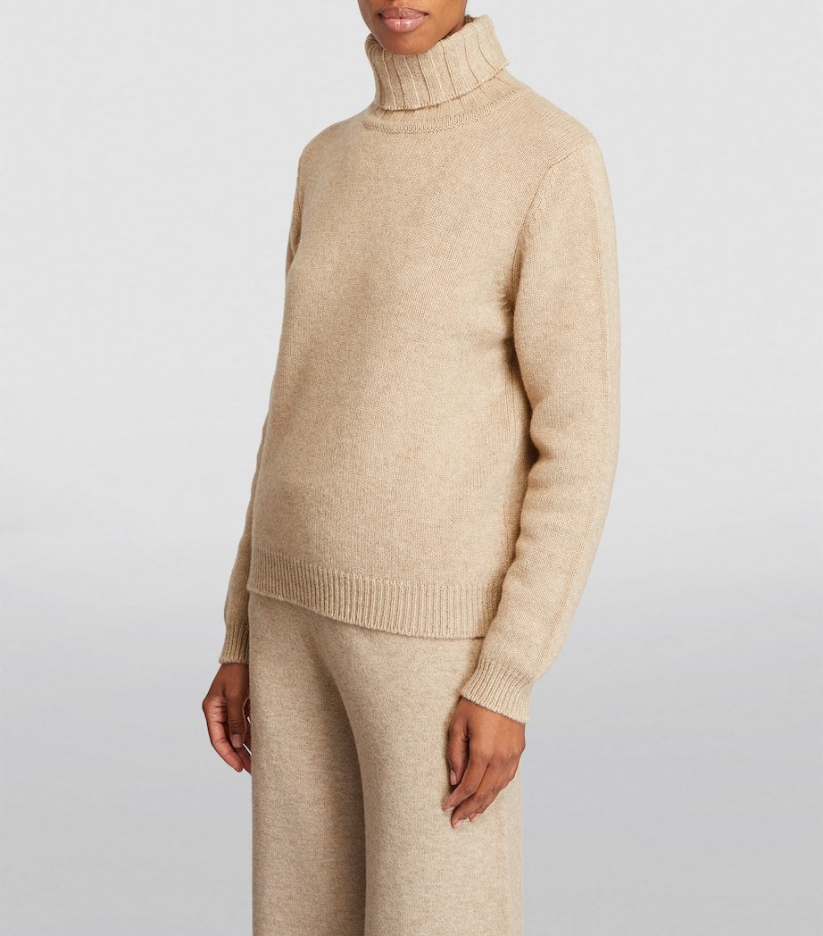 Beige Cashmere Rollneck Sweater