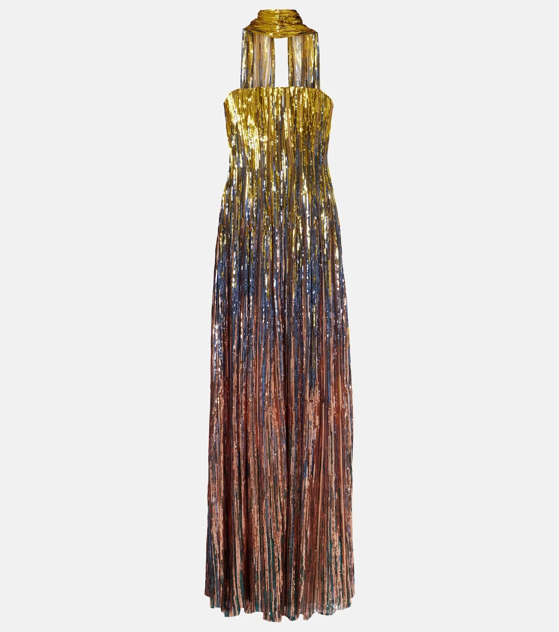 Elie Saab - Sequined scarf-detail strapless gown