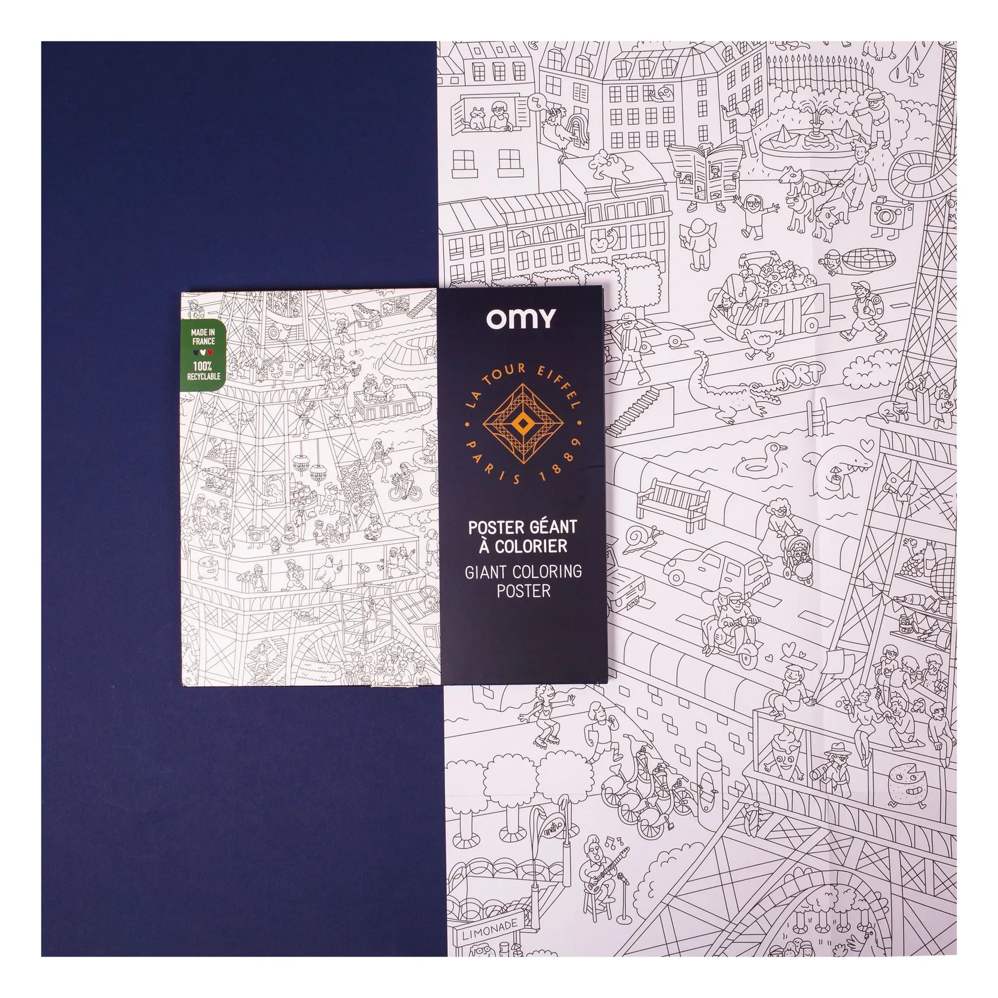 Omy - Giant Eiffel Tower Poster | Navy blue