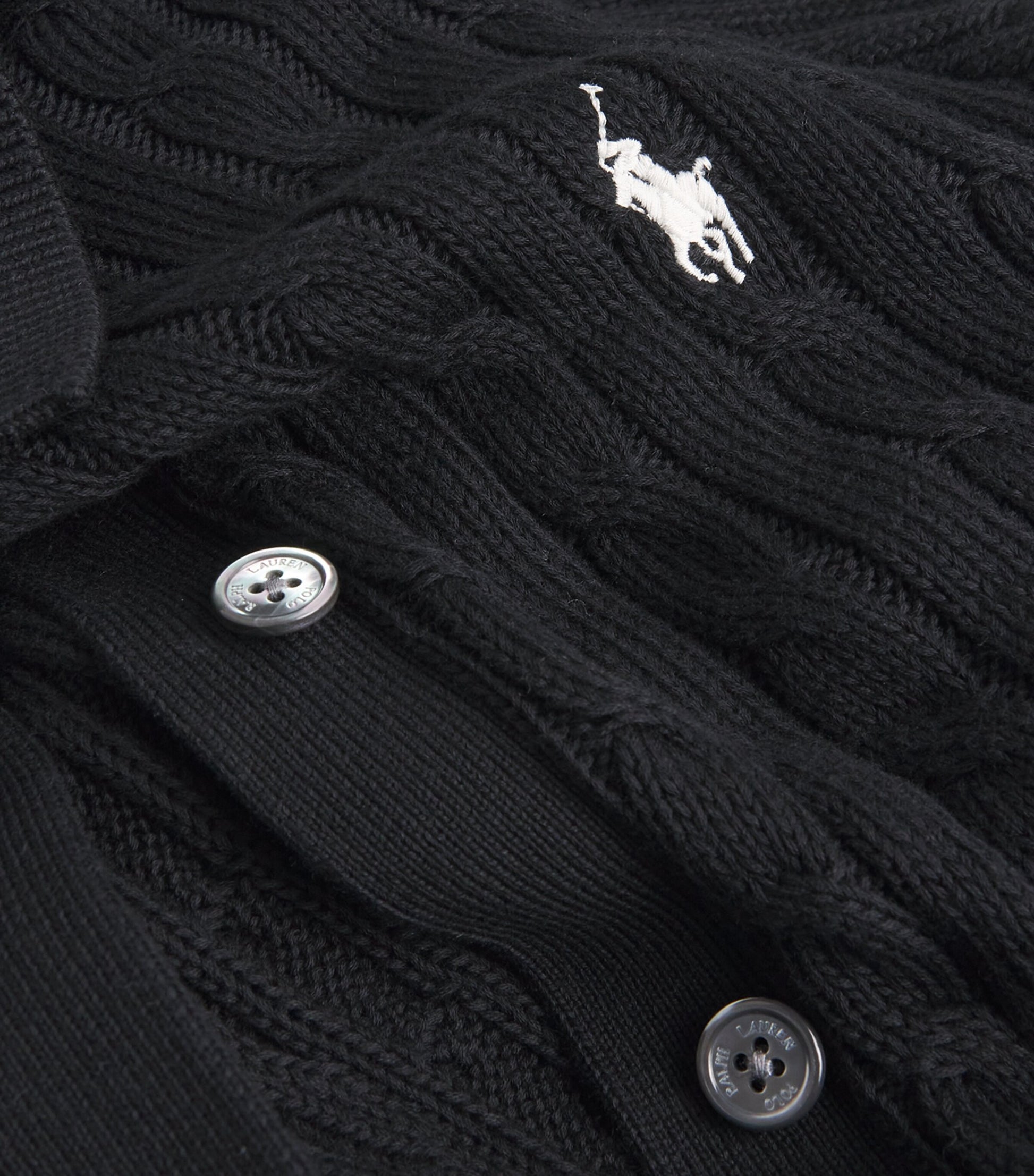 Cotton Polo Pony Cable-Knit Cardigan
