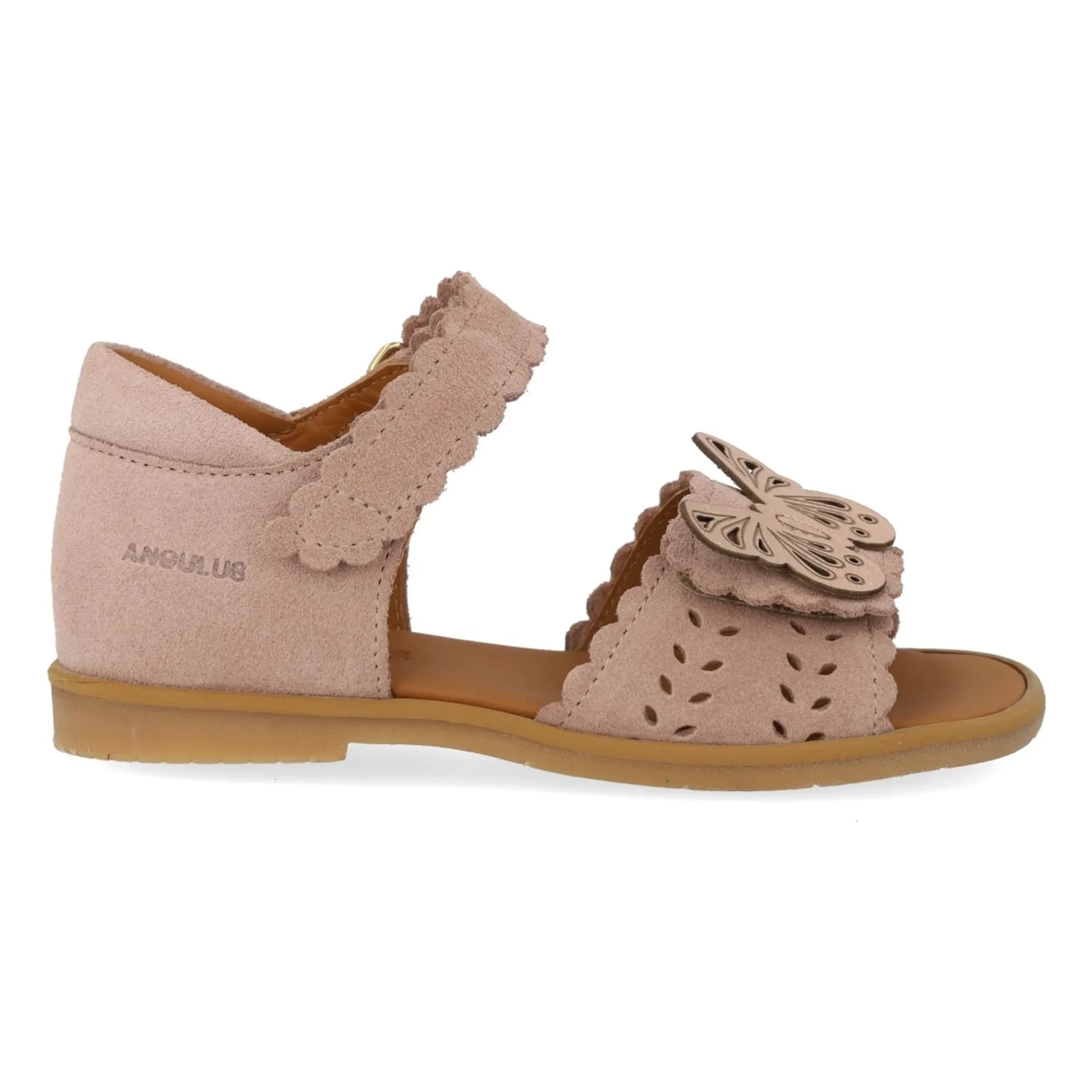 Angulus - Butterfly Suede Sandals | Pale Pink