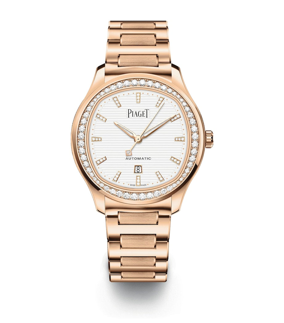 Piaget Rose Gold and Diamond Polo Date Watch 36mm