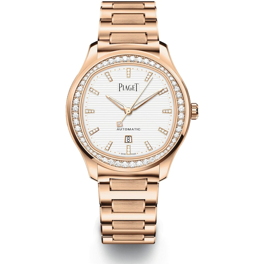 Piaget Rose Gold and Diamond Polo Date Watch 36mm