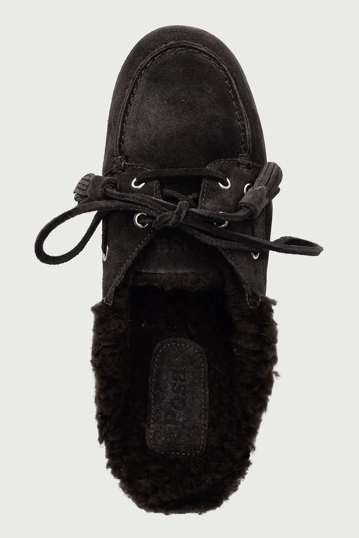 Kadın süet Boat Loafer Mule terlik