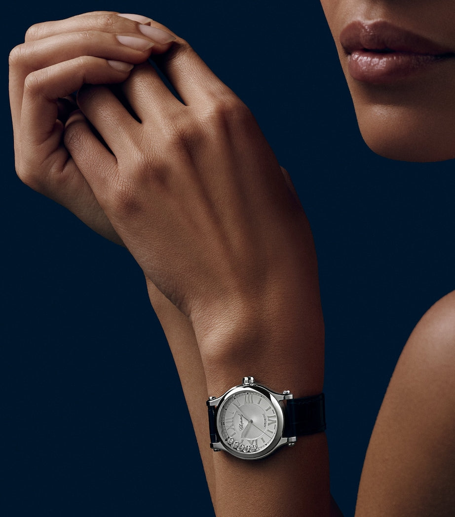 Stainless Steel and Diamond Happy Sport Automatic Watch 33mm