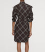 Burberry Brown Cotton Check Mini Shirt Dress