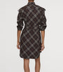 Burberry Brown Cotton Check Mini Shirt Dress