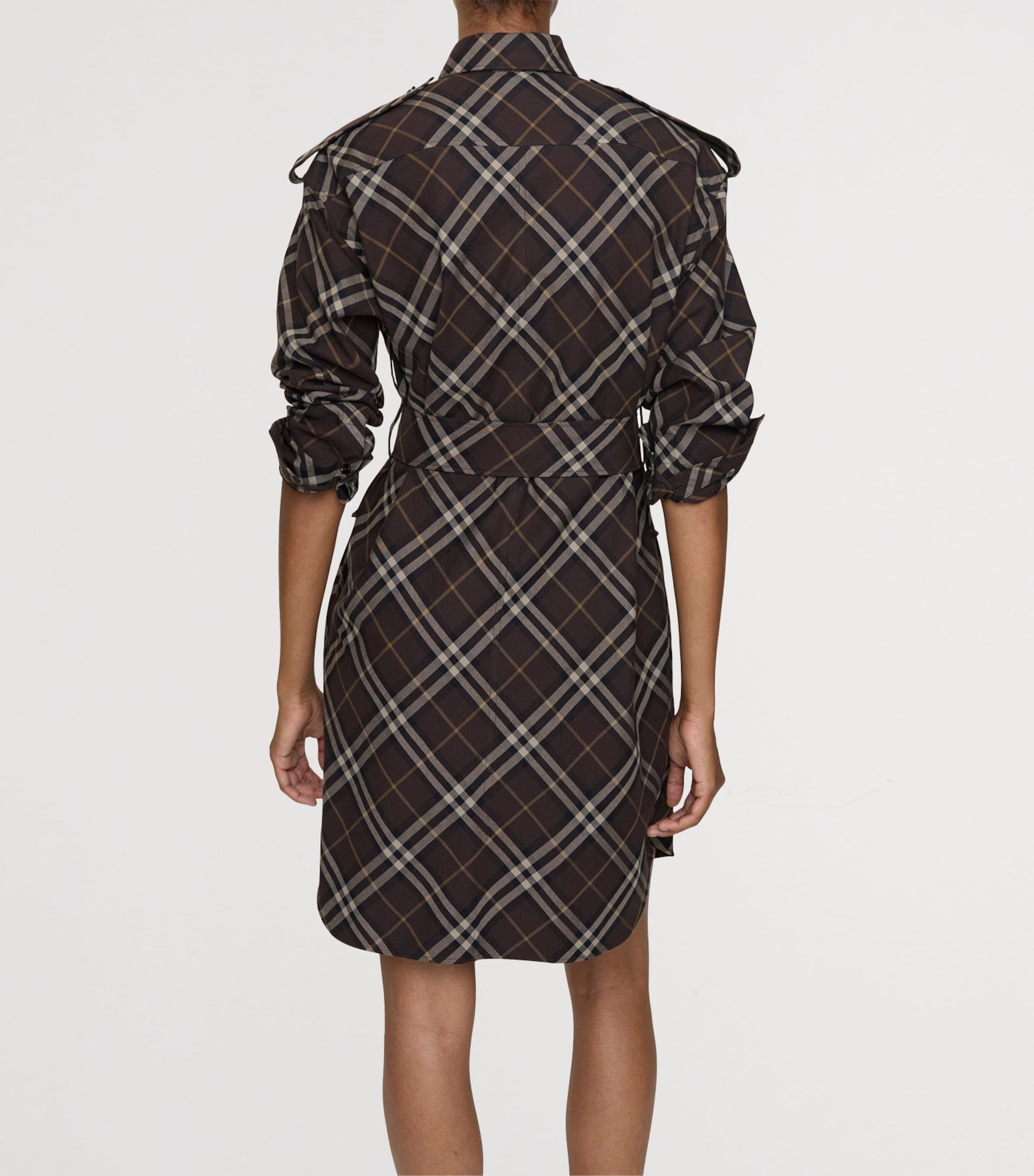 Burberry Brown Cotton Check Mini Shirt Dress