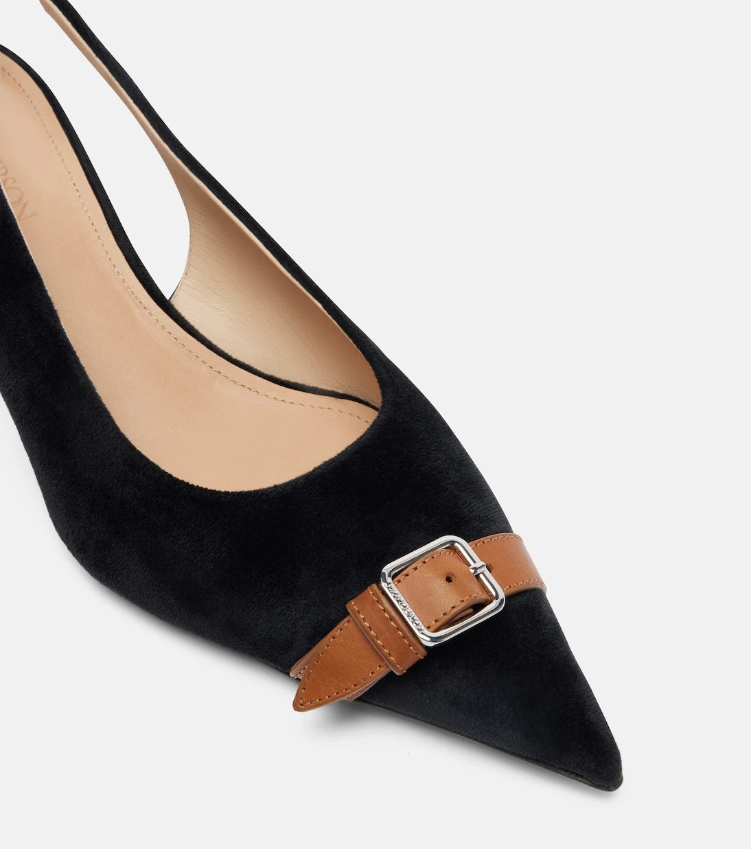 JW Anderson - حذاء مفتوح من الخلف من المخمل بحواف جلدية