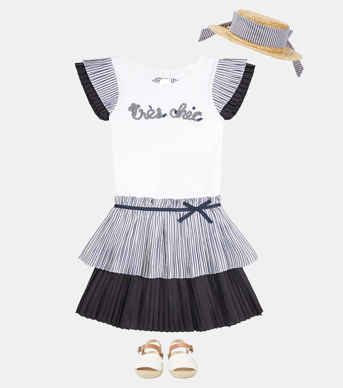 Patachou - Striped top and skirt set