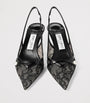 Amita 45 Lace-Leather Slingback Pumps