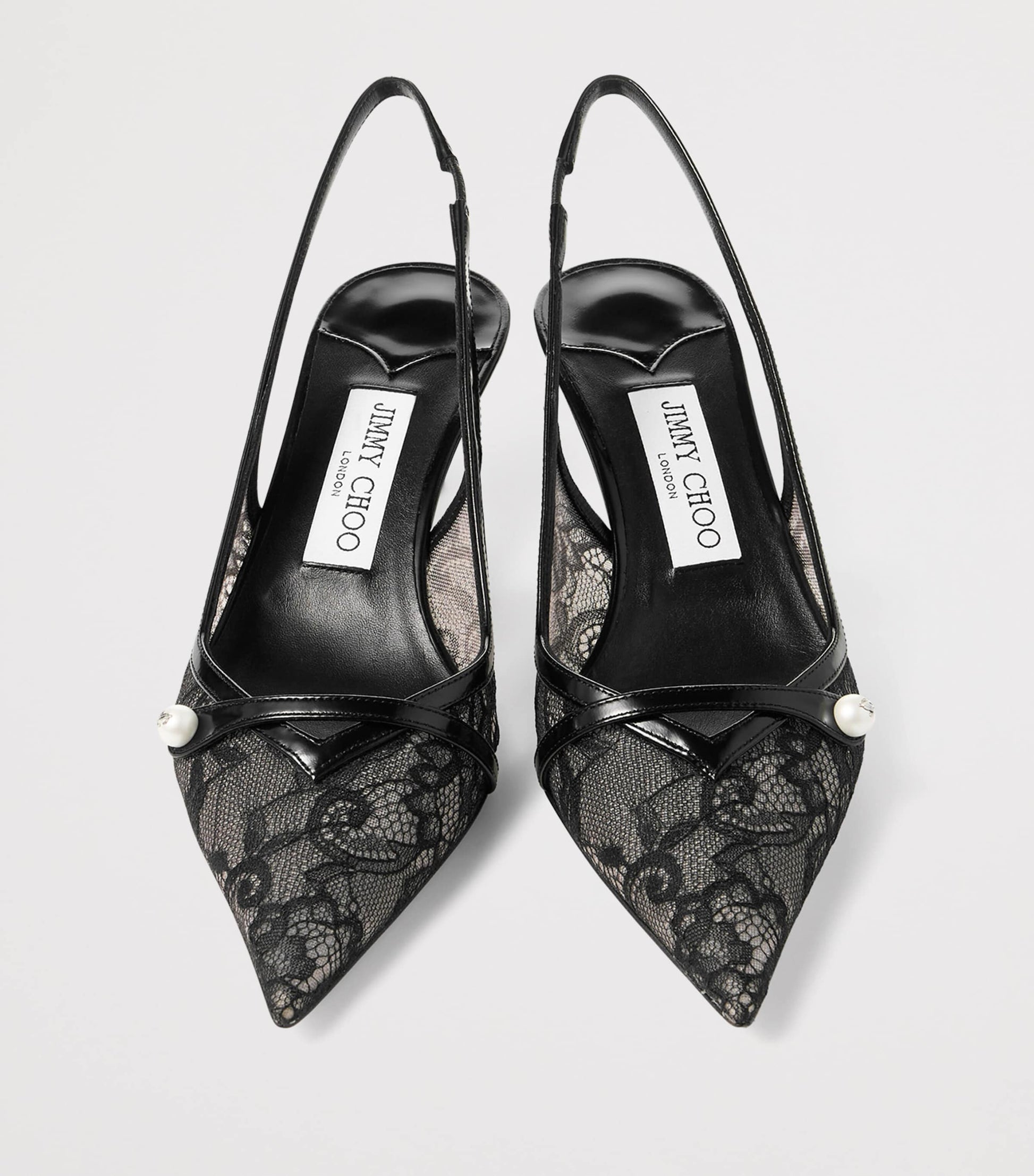 Amita 45 Lace-Leather Slingback Pumps