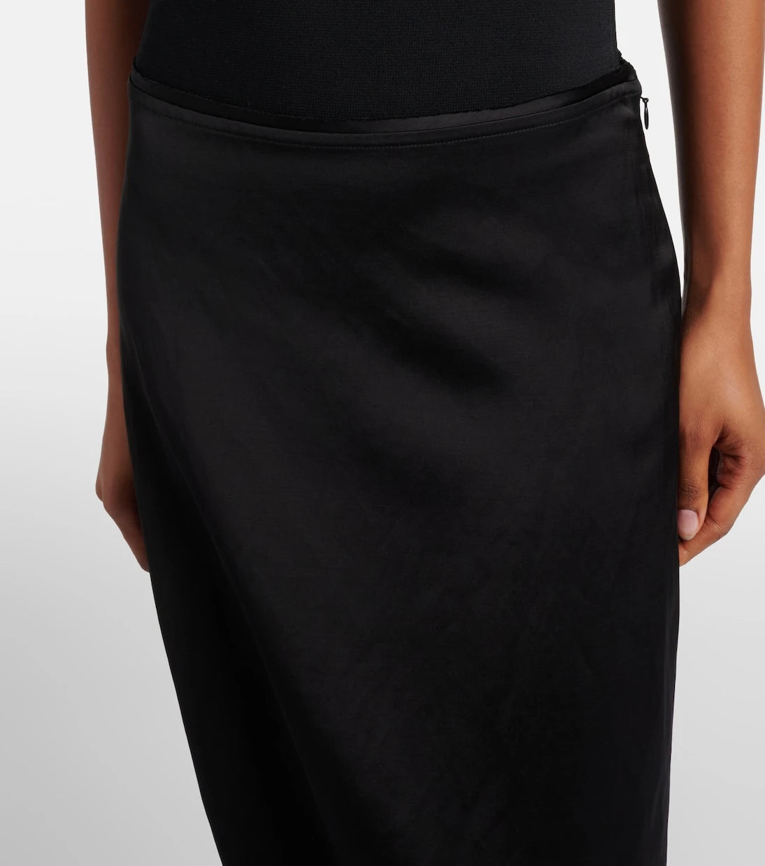 Toteme - Gauze-trimmed satin midi skirt