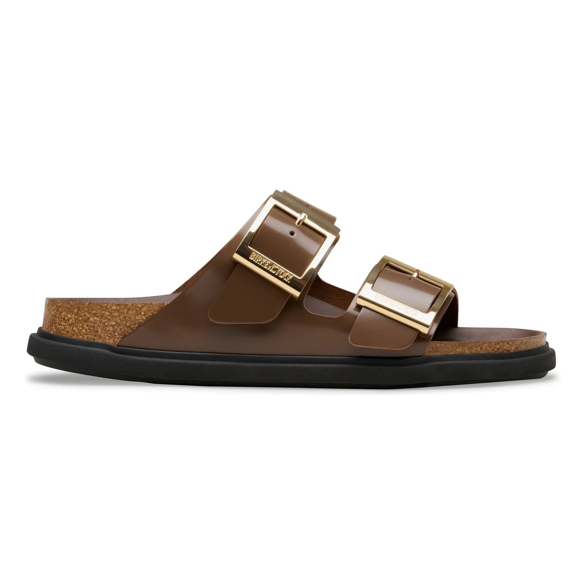 BIRKENSTOCK - Arizona Droplet Buckle Patent Leather Sandals | Brown