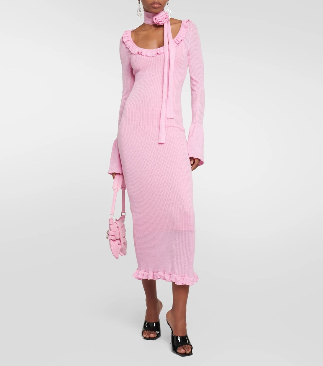 Blumarine - Ruffled wool midi dress