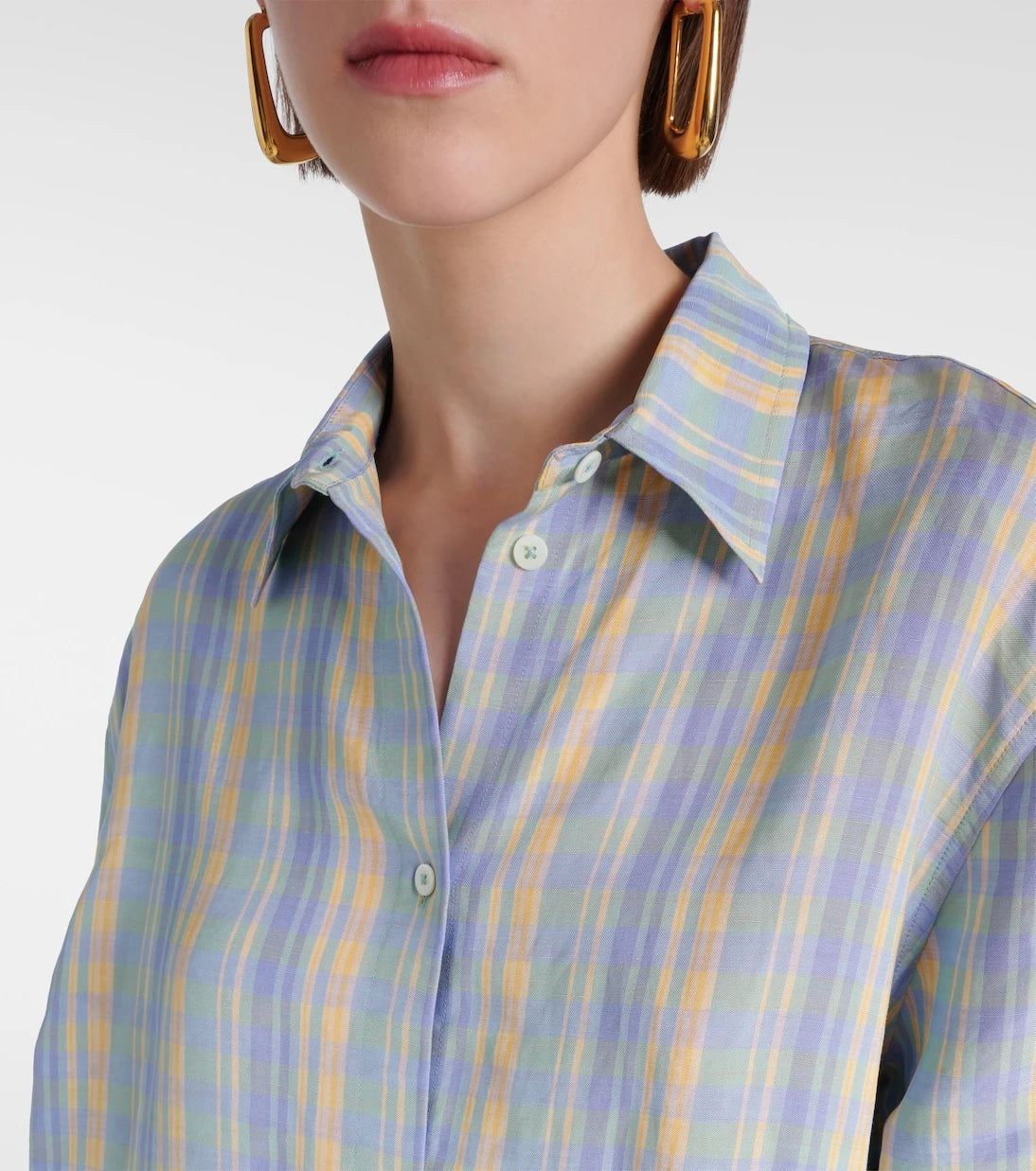 Toteme - Checked oversized linen-blend shirt