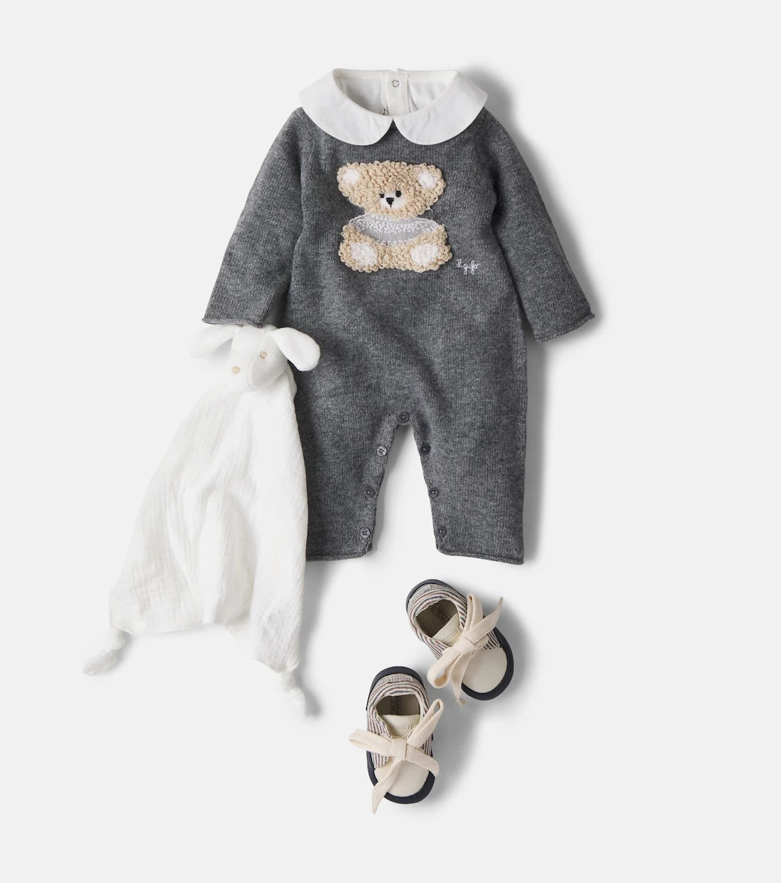 Il Gufo - Baby embroidered virgin wool onesie