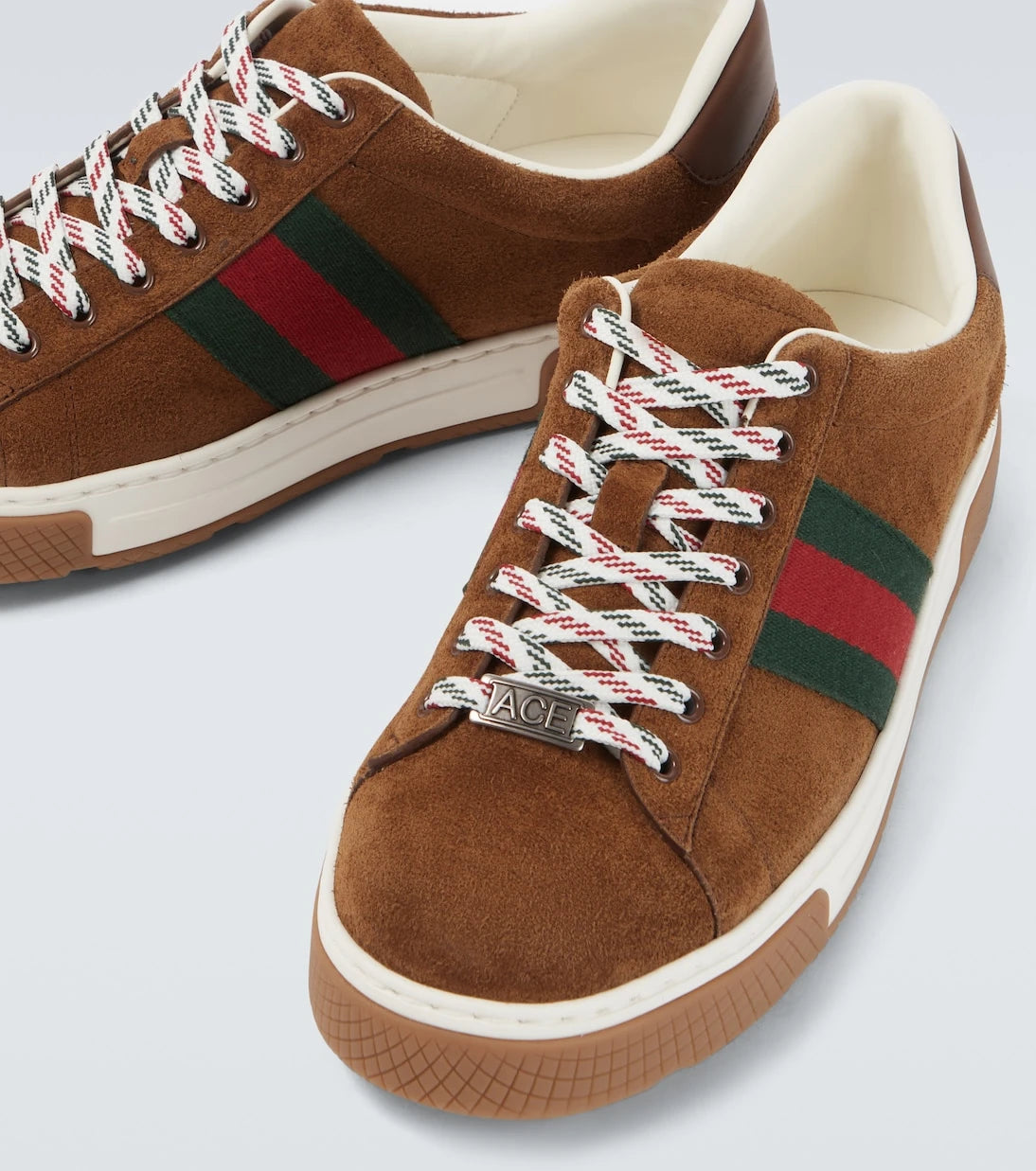 Gucci - Gucci Ace Web Stripe suede sneakers