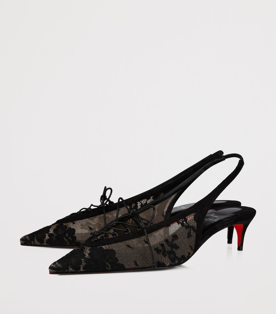 Christian Louboutin Red KM Lace Sling Slingback Pumps 45