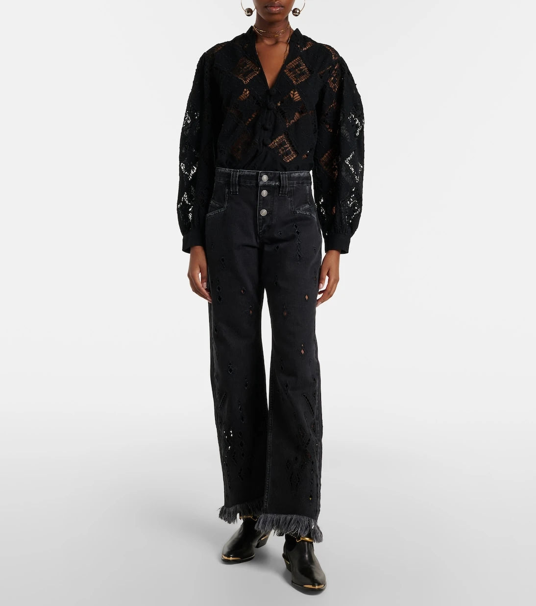 Isabel Marant - Amia broderie anglaise flared jeans