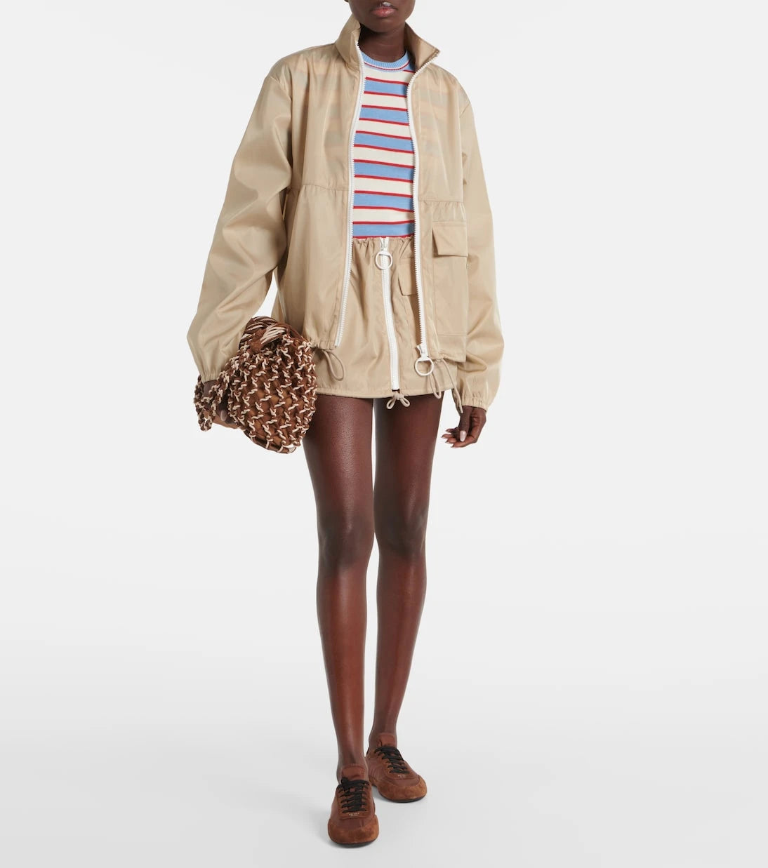 Prada - حذاء سنيكرز Re-Nylon وجلد السويد القابل للطي