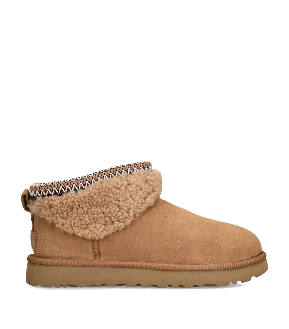 UGG Beige Suede Classic Ultra Mini Flatform Boots 30