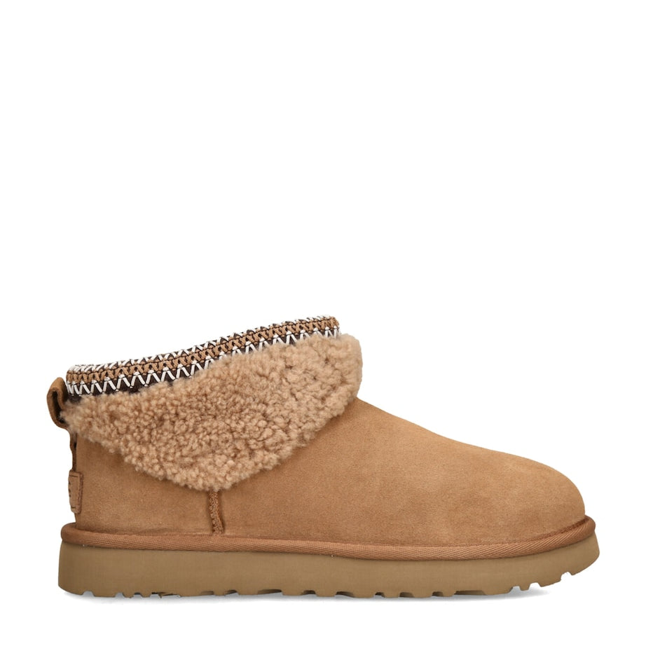 UGG Beige Suede Classic Ultra Mini Flatform Boots 30