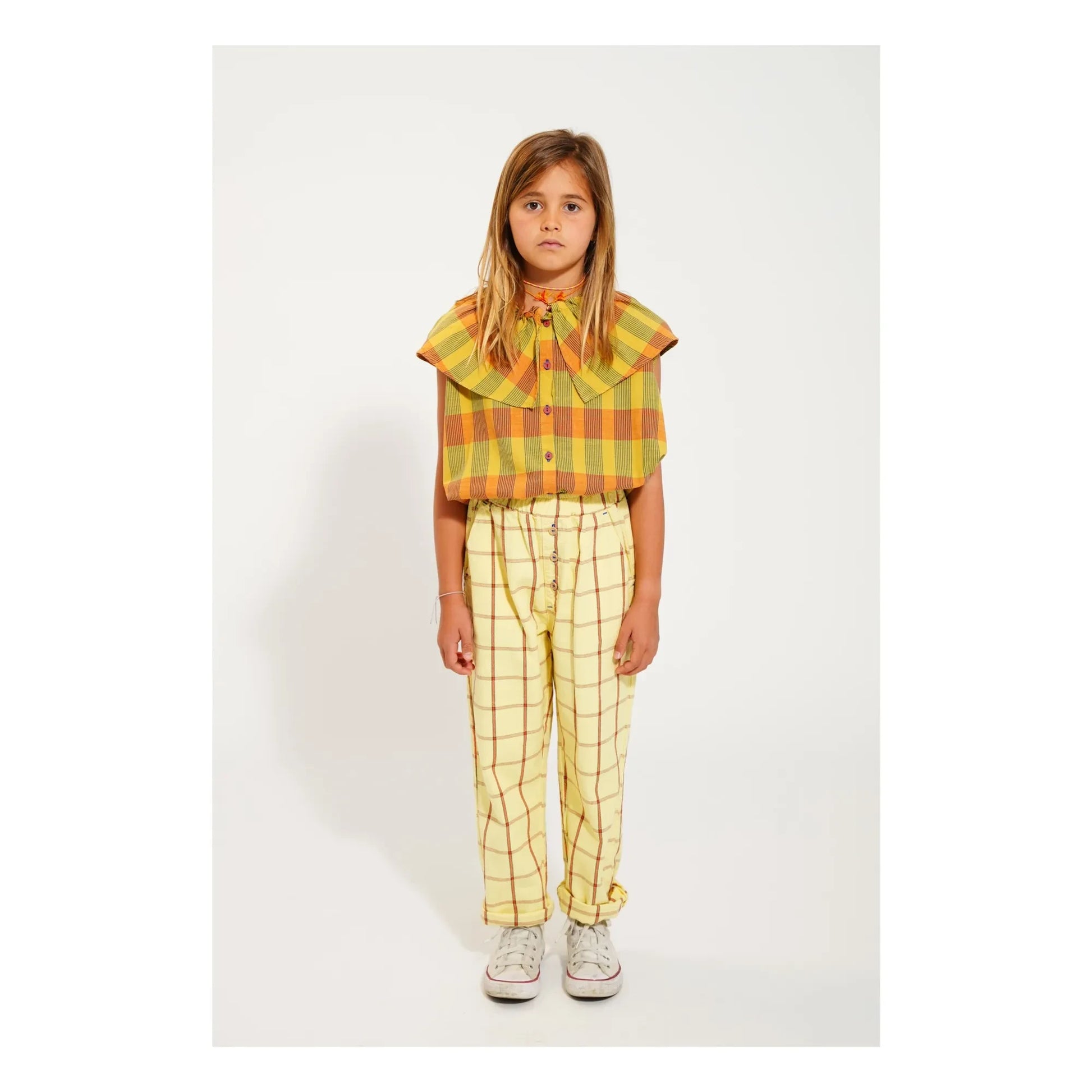 Piupiuchick - Carreaux Pants  | Pale yellow